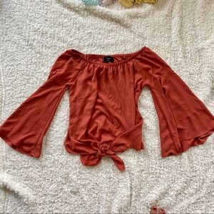 Off The Shoulder Tie Front Blouse